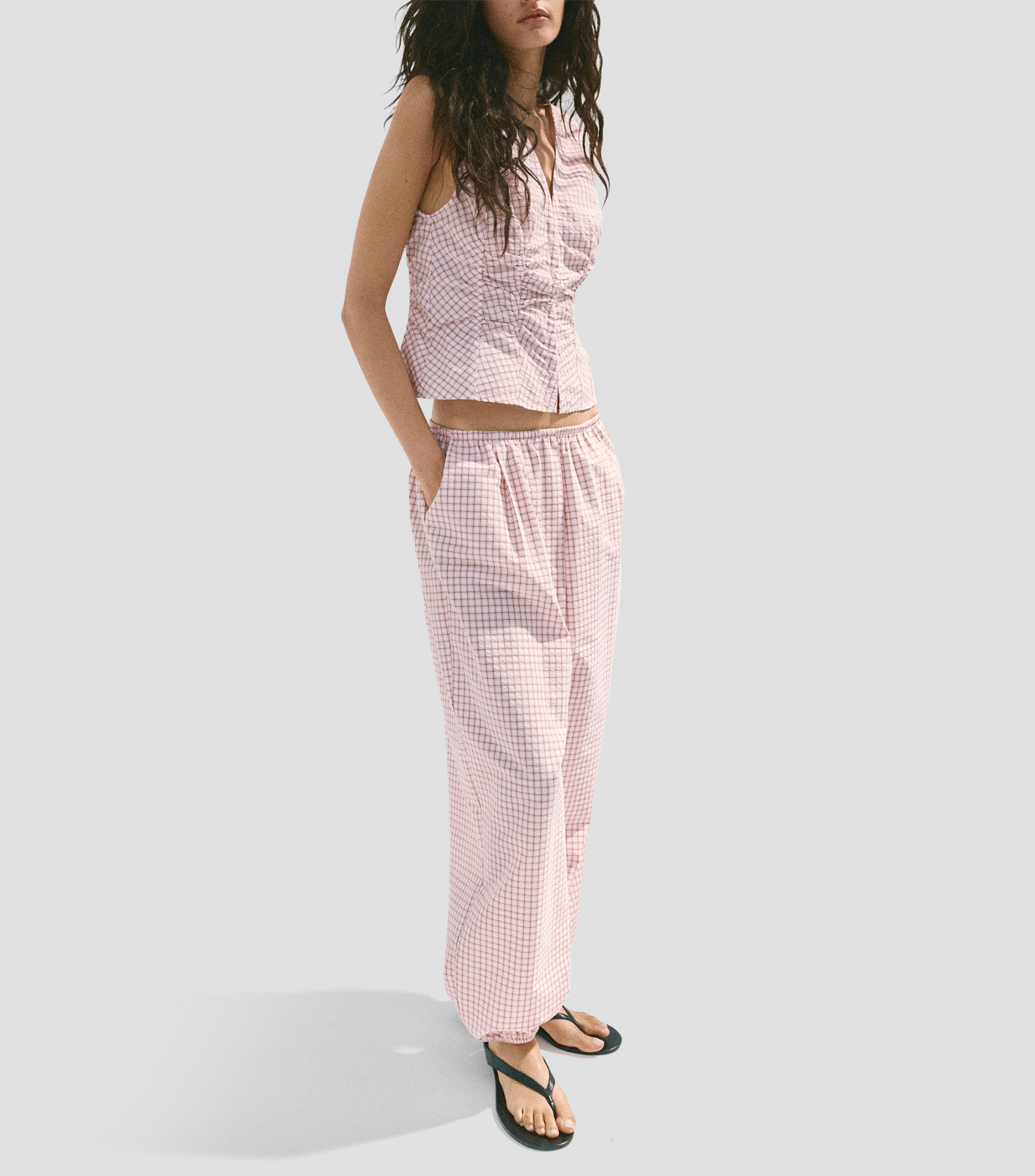 Blusa cuadros sin mangas Mujer